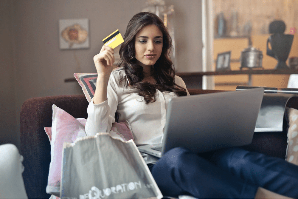 Alwy girl making an online payment with a credit card